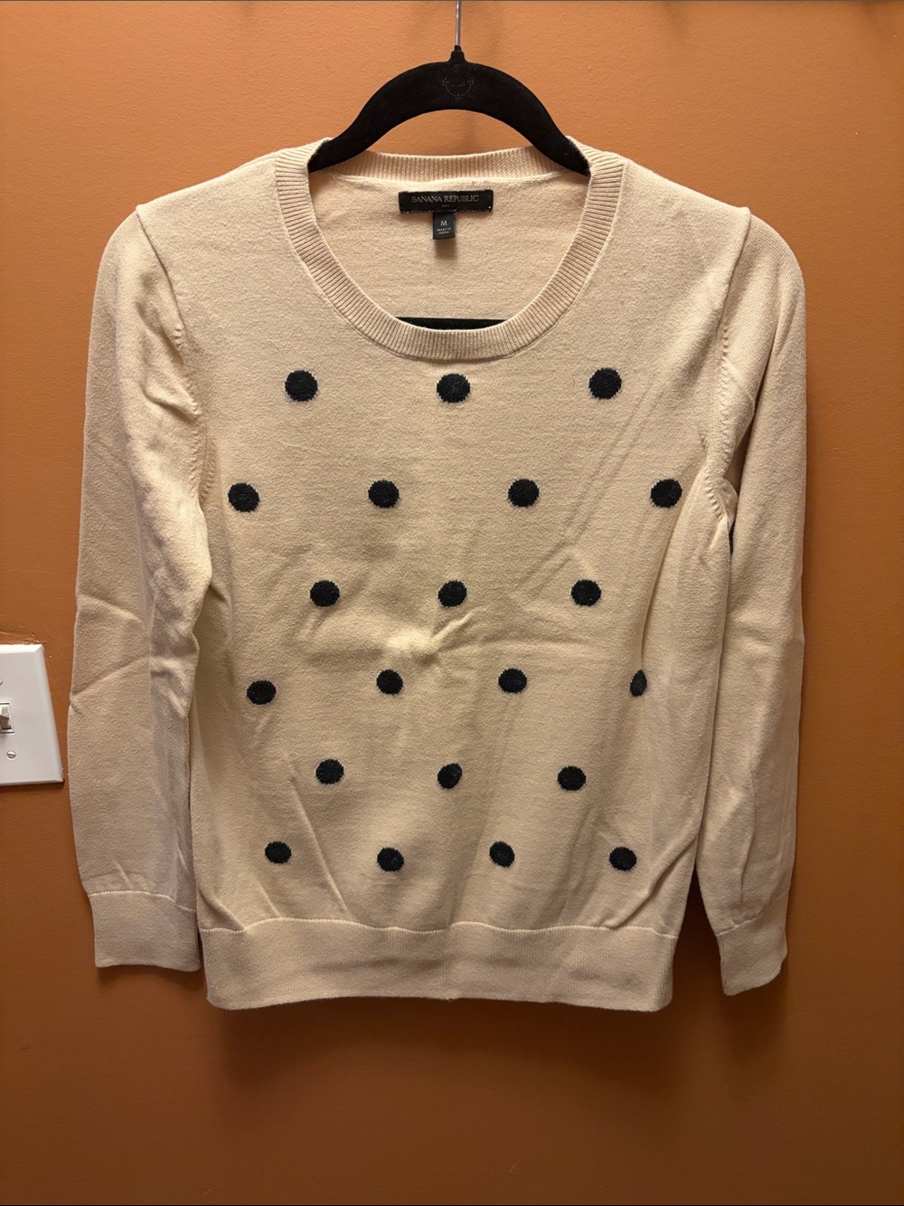 Banana Republic Cream Sweater with Black Polka Dot Detail